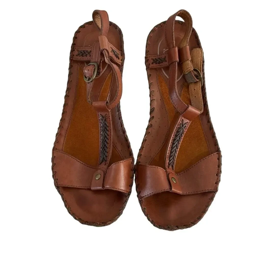 Ariat 6.5 Brown Leather Slingback Wedge Sandals Comfort Casual Western